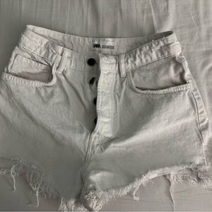 Zara White High Waist Shorts